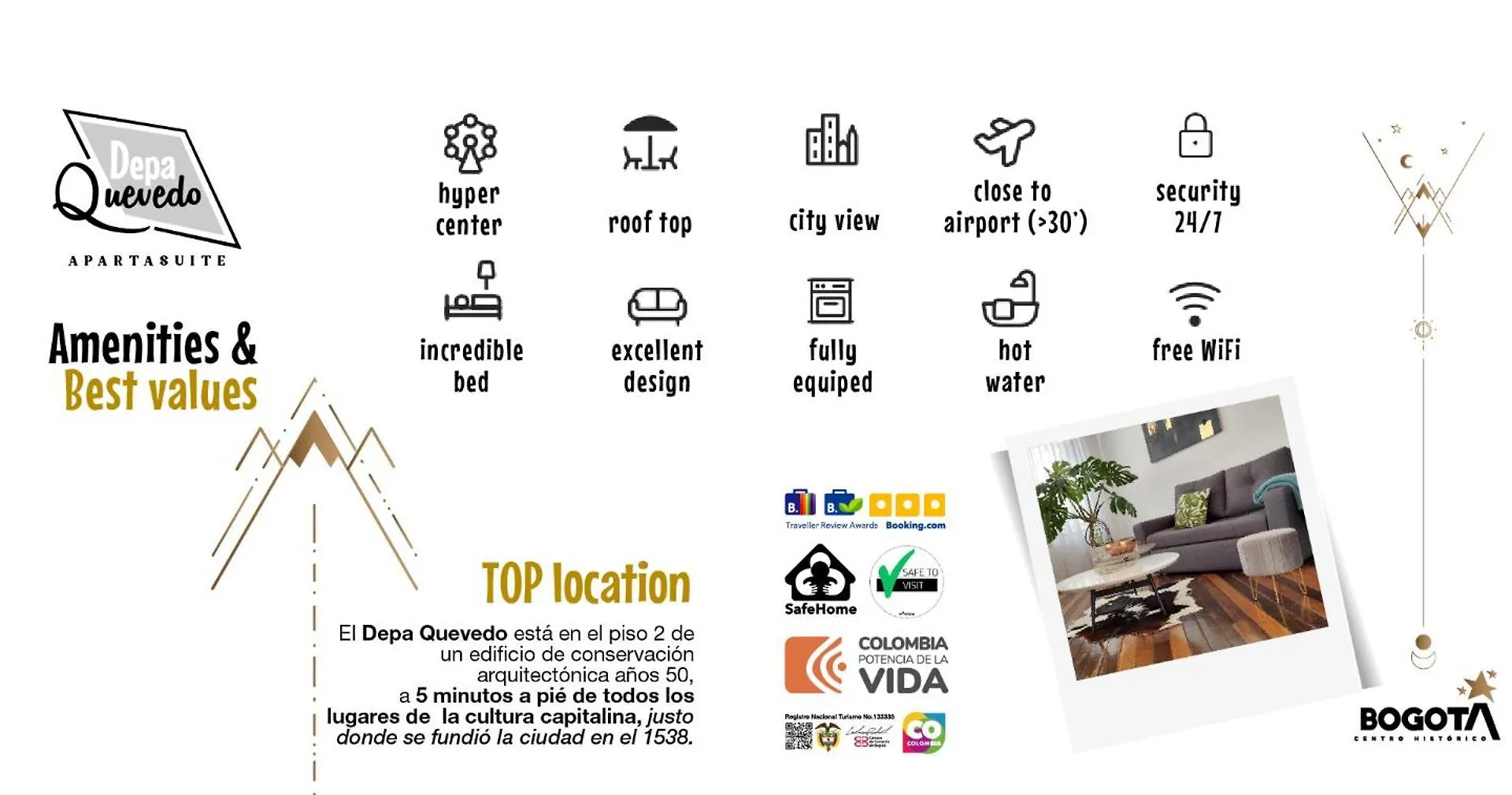 Depa Quevedo: Trendy Flat in Bogota's Historic Candelaria Bogota